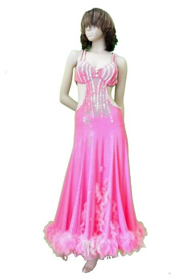 Pink Ballroom Gown with Feathers