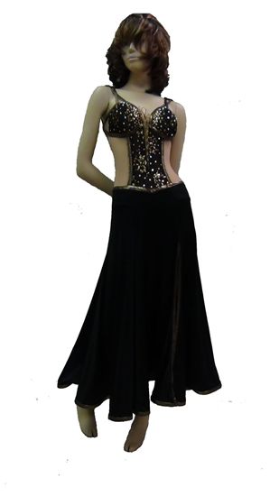 Black and Gold Corset Smooth Dress