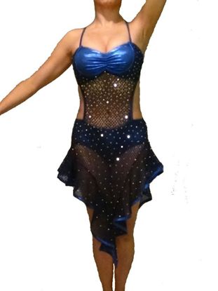 Picture of Royal Blue Latin Dress with Mesh skirt