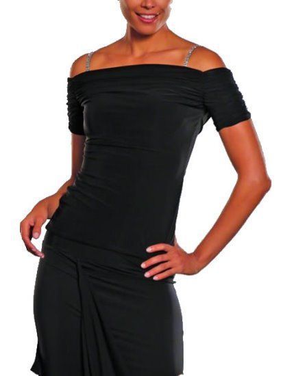 Picture of Cap Sleeve Ruched Top - black