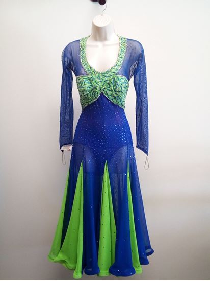 Royal Blue and Green Ballroom Gown for rent or sale in Houston
