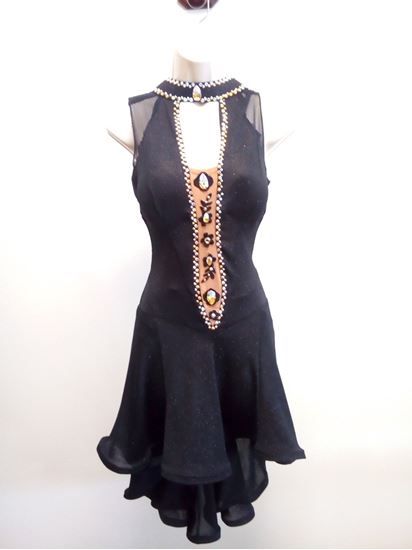 Black Latin Dress with Bouncy Skirt for rent or sale in Houston
