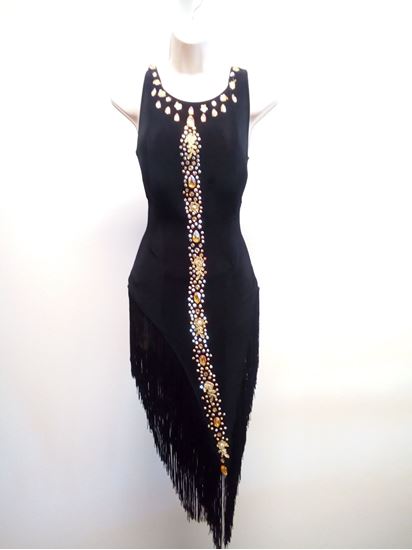 Black Latin Dress with Fringes for rent or sale in Houston