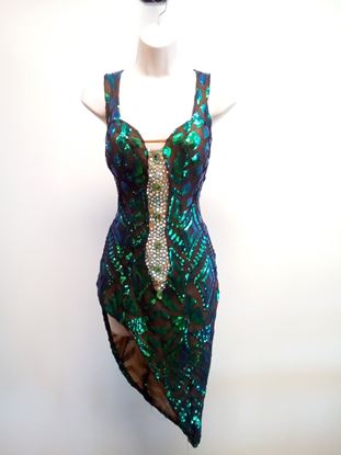 Green Metallic Latin Dress for rent or sale in Houston