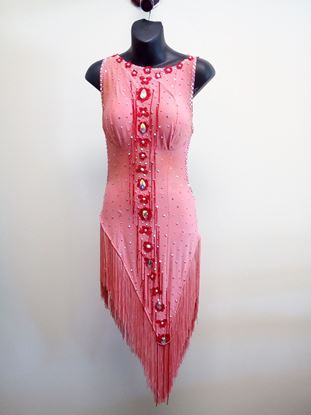 Peach Latin Dress with Fringes for rent or sale in Houston