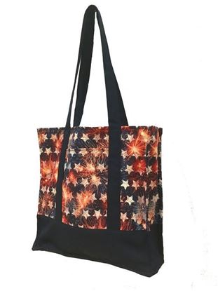 Reusable shopping tote bag with pocket "American Fireworks"