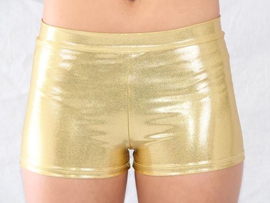 Adult Gold Metallic Hot Shorts with 1" Inseam