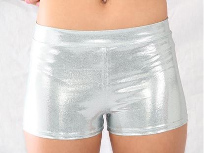 Adult Silver Metallic Hot Shorts with 1" Inseam
