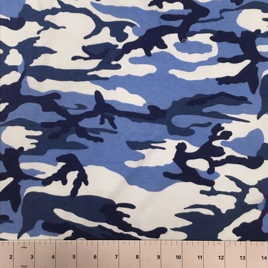 Blue Camouflage (Stretch Cotton Knits Fabric) in Houston
