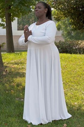 White liturgical praise dance dress in Houston and Sugar Land